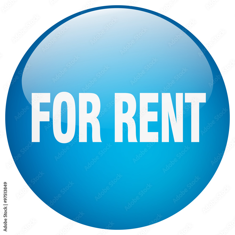 for rent blue round gel isolated push button