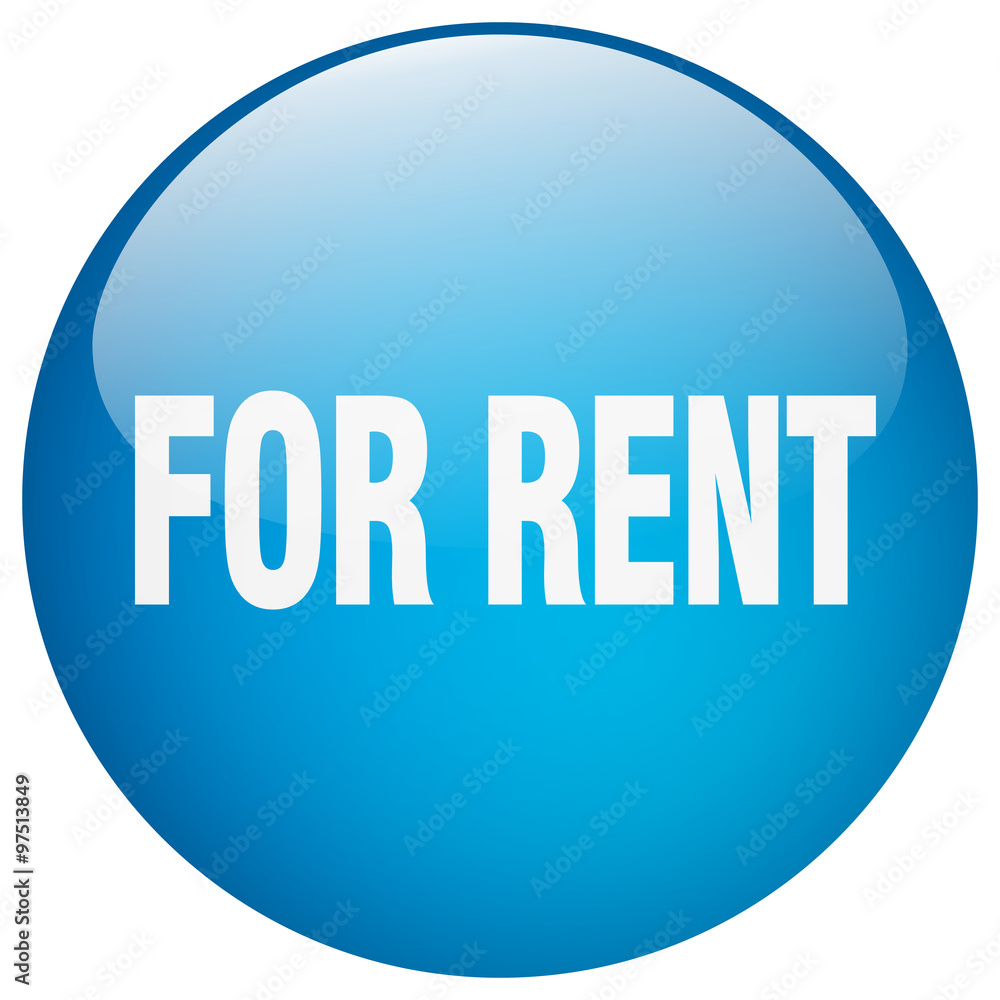 for rent blue round gel isolated push button for rent blue round gel isolated push button