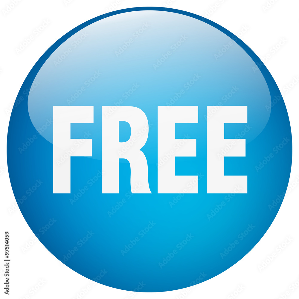 free blue round gel isolated push button free blue round gel isolated push button