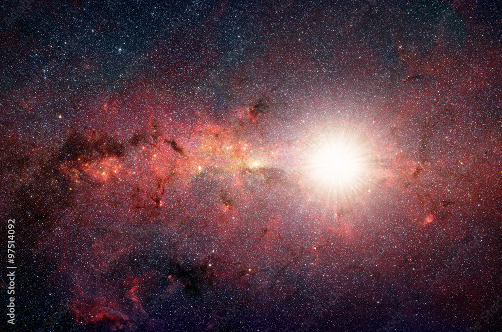 Obraz premium Bright, shining star in the background galaxy. Elements of this image furnished by NASA