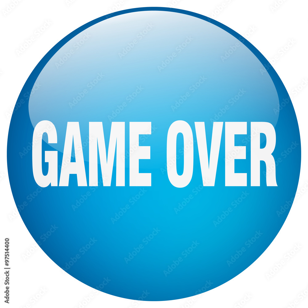 game over blue round gel isolated push button game over blue round gel isolated push button