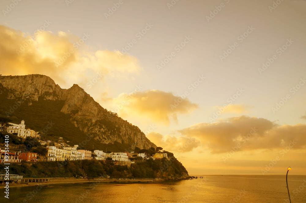Sunset over Capri Island , one of the most attractive destination in the world