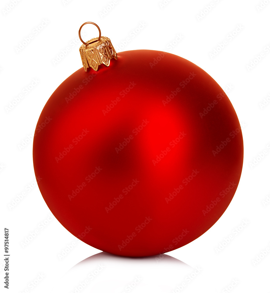 Beautiful red Christmas ball on a white background. Beautiful red Christmas ball on a white background.