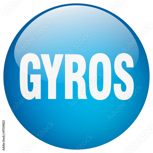 gyros blue round gel isolated push button