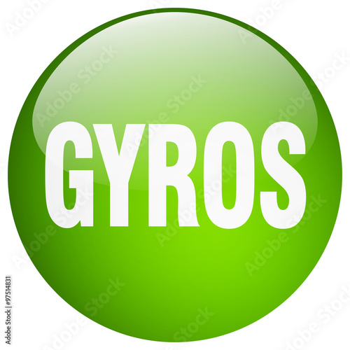 gyros green round gel isolated push button