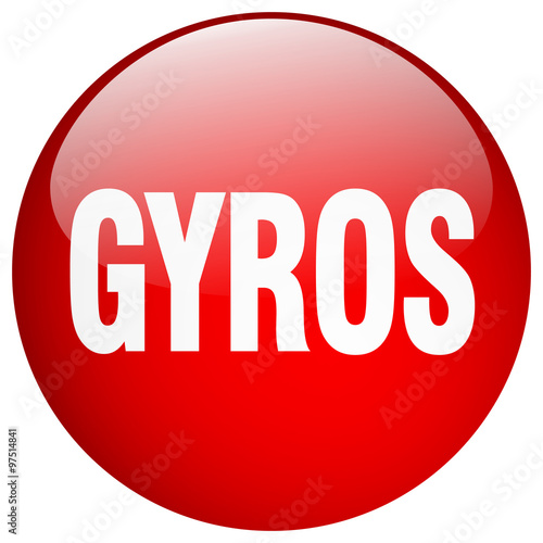gyros red round gel isolated push button