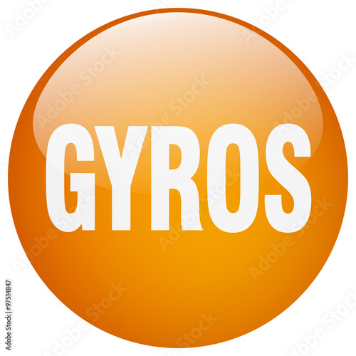 gyros orange round gel isolated push button
