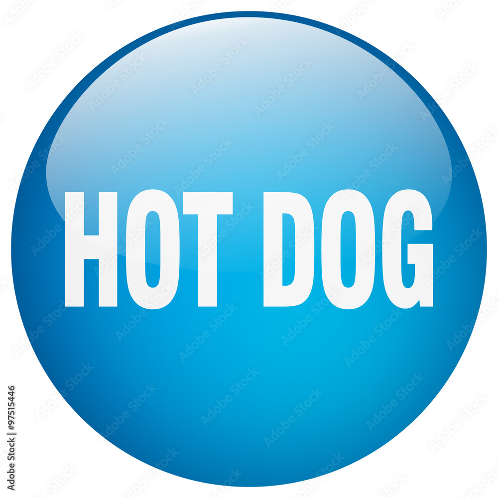 hot dog blue round gel isolated push button hot dog blue round gel isolated push button
