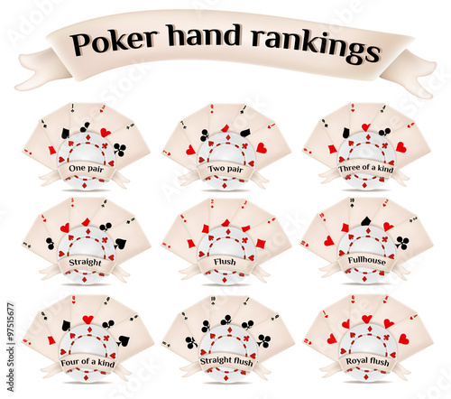 Poker Hands Ranking Set. Vector Illustration