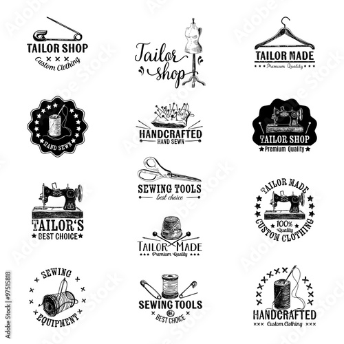 Vector set of vintage tailor labels.