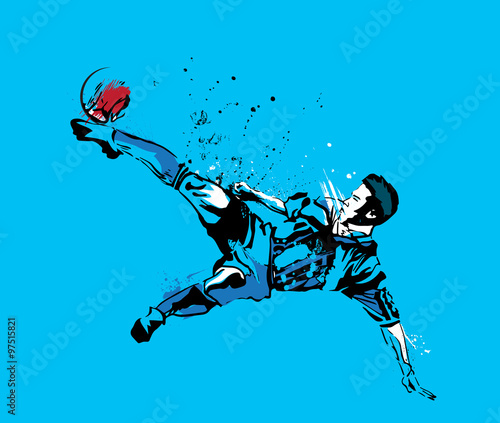 vector illustration of soccer player kicking soccer ball