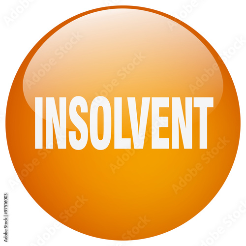 insolvent orange round gel isolated push button
