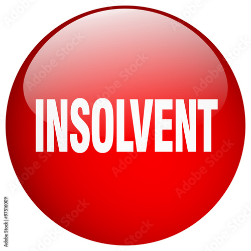 insolvent red round gel isolated push button
