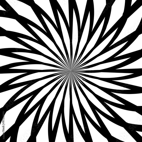 Black and White Abstract Psychedelic Art Background. Vector Illu
