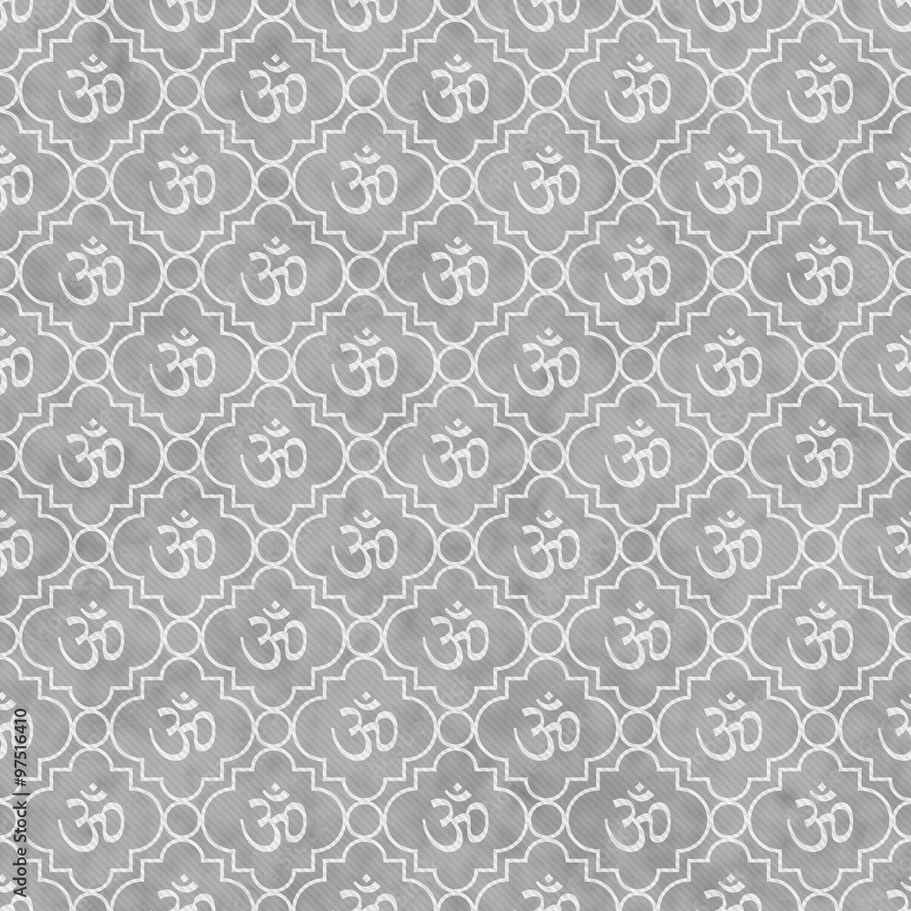 Gray and White Aum Hindu Symbol Tile Pattern Repeat Background Gray and White Aum Hindu Symbol Tile Pattern Repeat Background