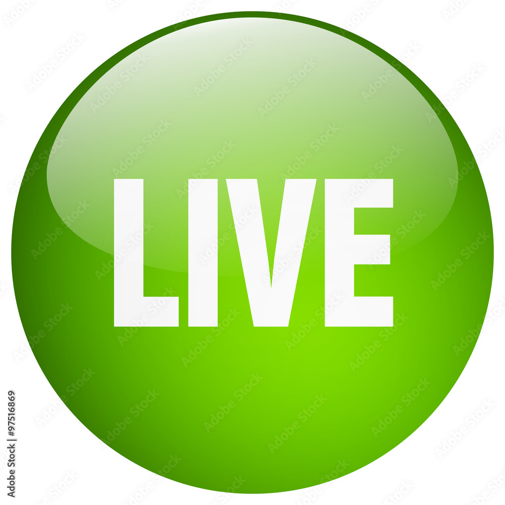 live green round gel isolated push button live green round gel isolated push button