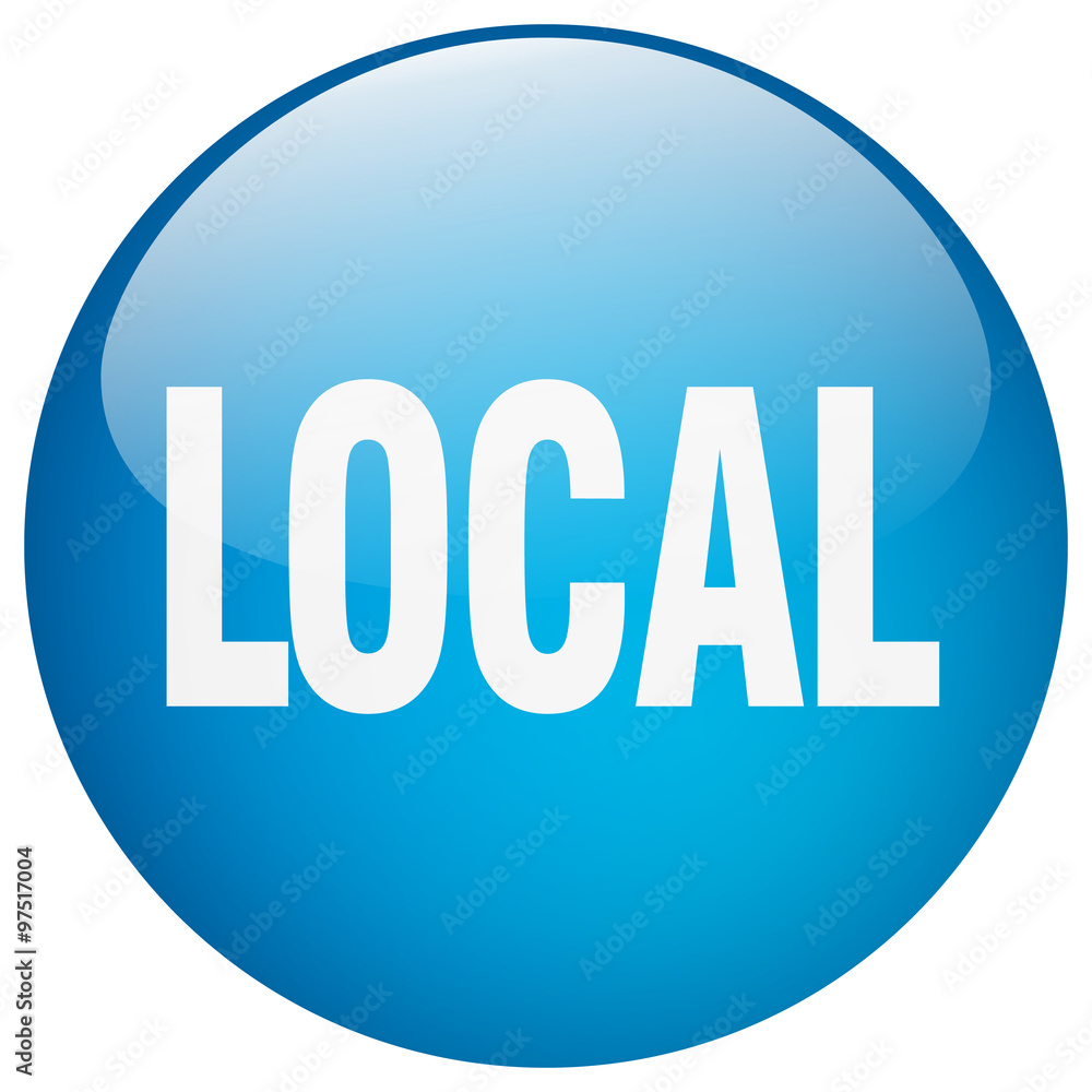 local blue round gel isolated push button