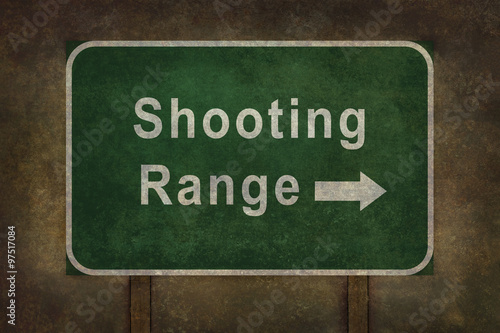 Shooting Range directional roadside sign illustratio © Bruce Stanfield