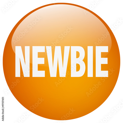 newbie orange round gel isolated push button