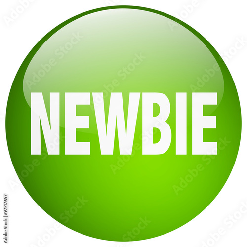 newbie green round gel isolated push button