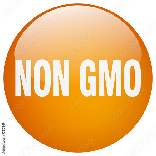 non gmo orange round gel isolated push button