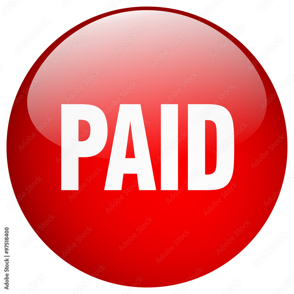 paid red round gel isolated push button paid red round gel isolated push button