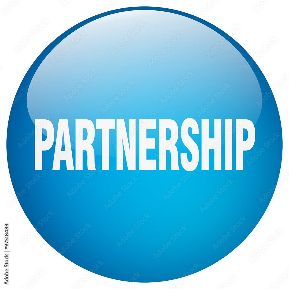 partnership blue round gel isolated push button partnership blue round gel isolated push button