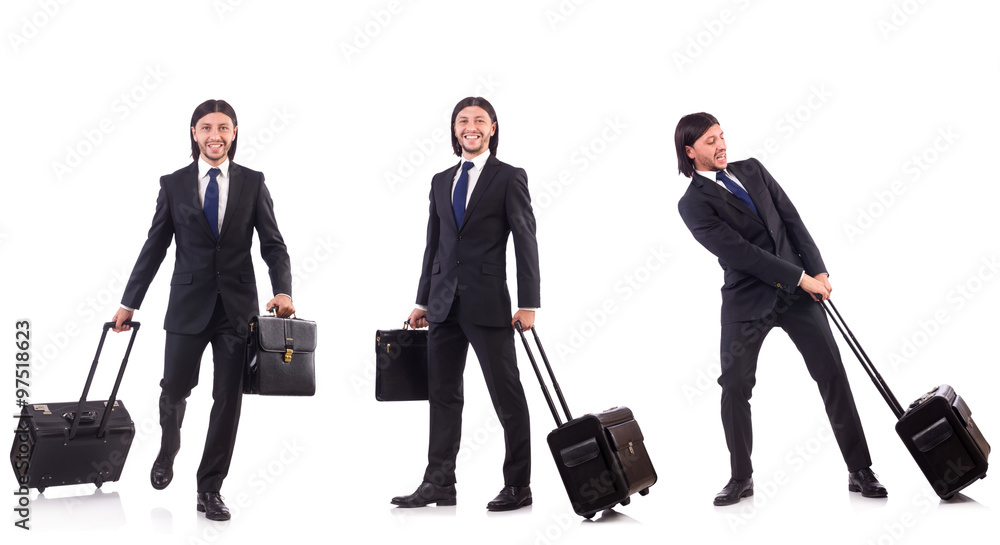 Businessman travelling isolated on white Businessman travelling isolated on white