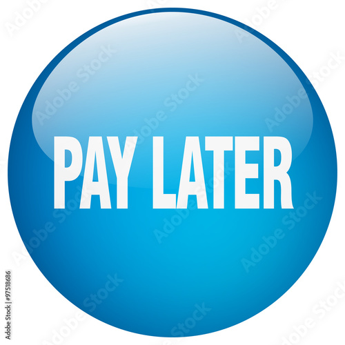 pay later blue round gel isolated push button