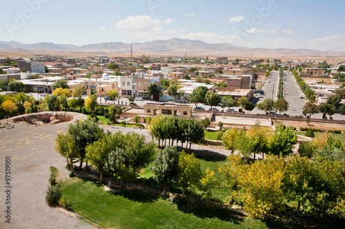 Beautiful urban persian cityscape with mountains on the background in Iran