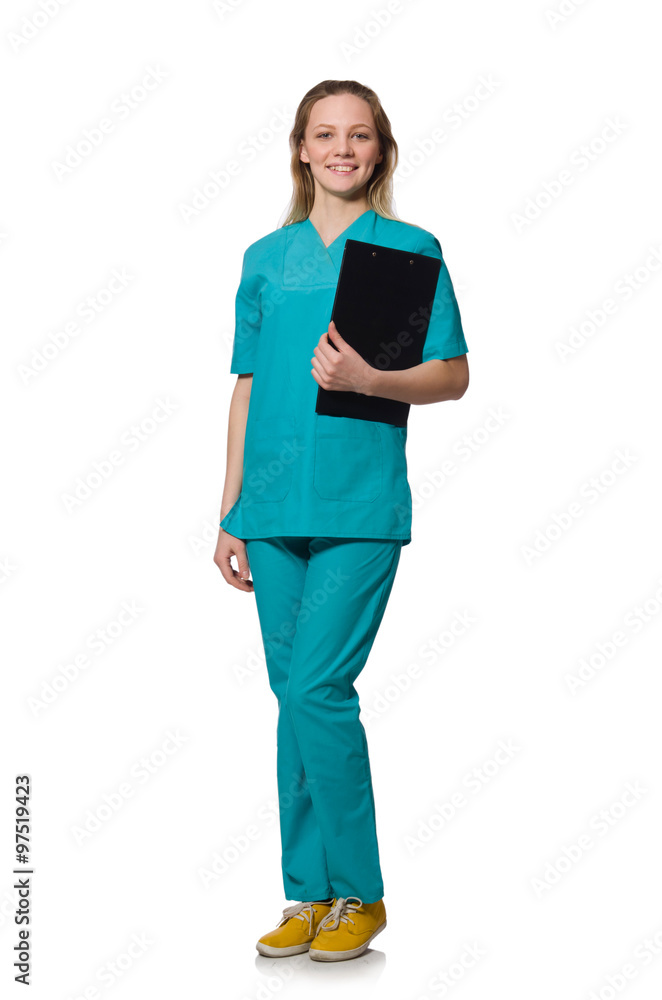 Woman doctor isolated on white Woman doctor isolated on white