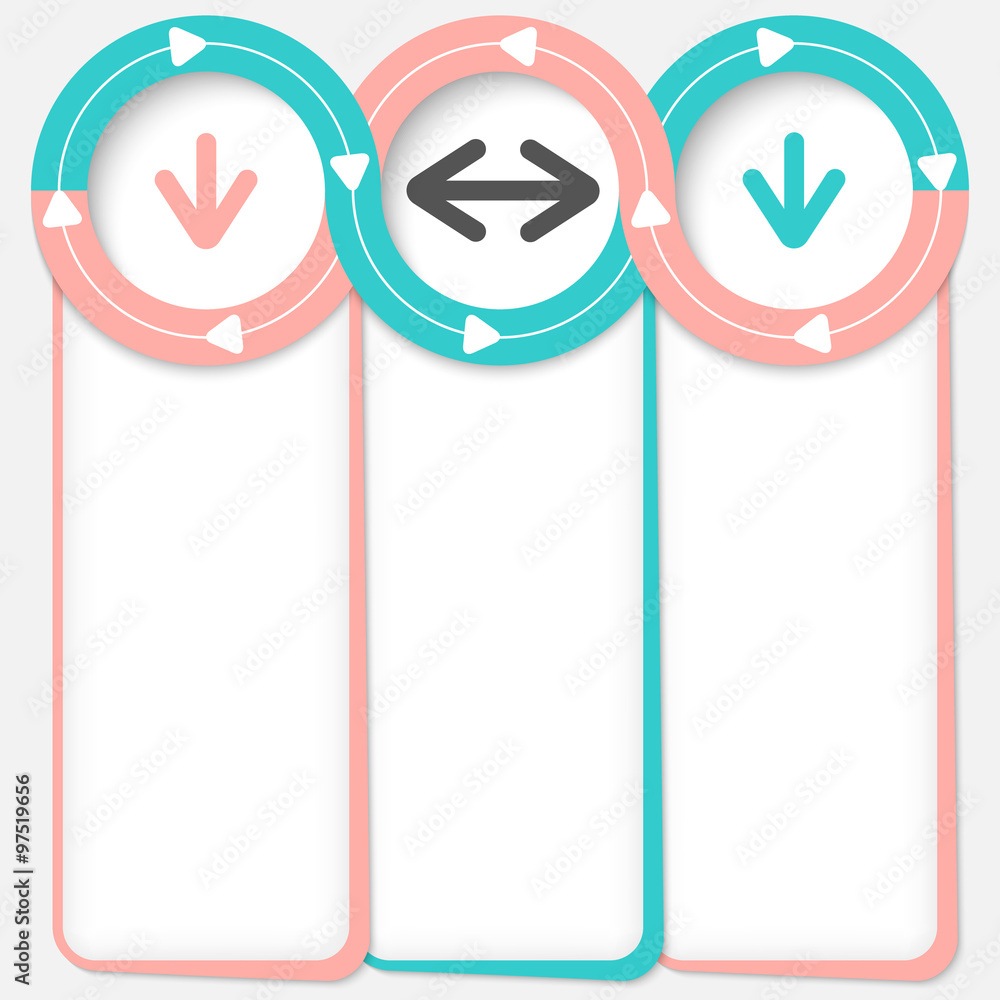 Three connected frames for your text and arrows Three connected frames for your text and arrows