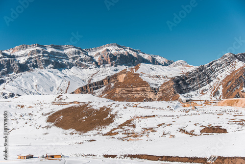 Winter mountains in Gusar region of Azerbaijan photo