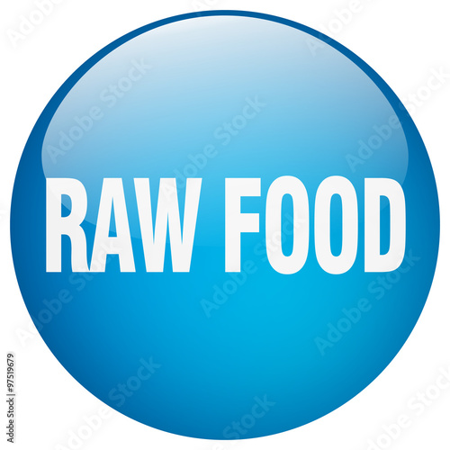 raw food blue round gel isolated push button
