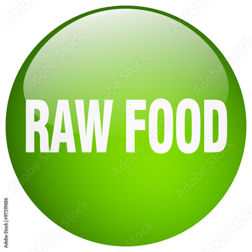 raw food green round gel isolated push button
