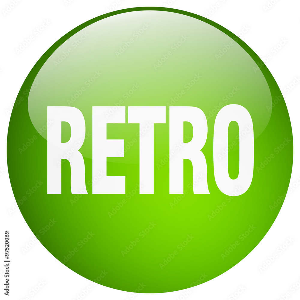 retro green round gel isolated push button