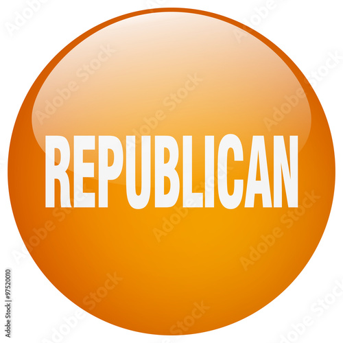 republican orange round gel isolated push button