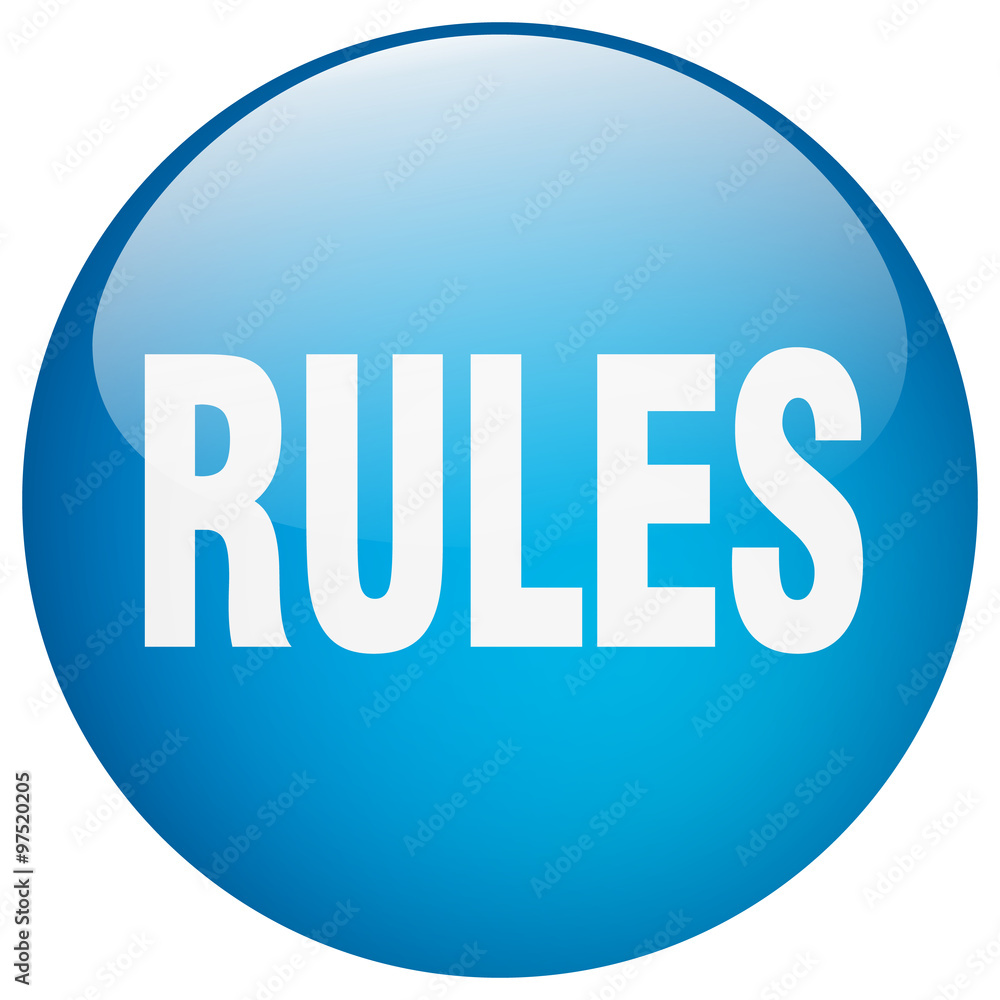 rules blue round gel isolated push button rules blue round gel isolated push button