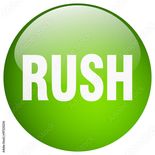 rush green round gel isolated push button