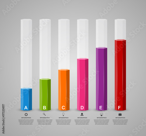 3D chart style infographic design template.