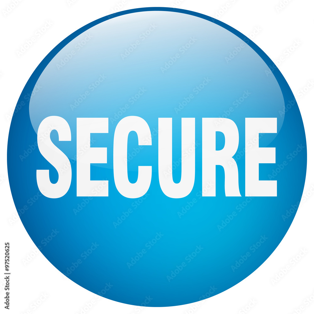 secure blue round gel isolated push button secure blue round gel isolated push button