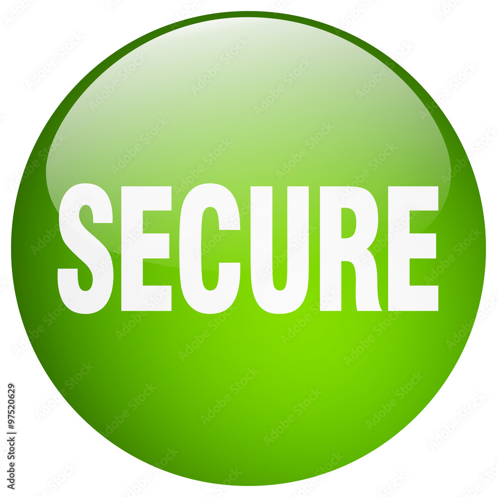 secure green round gel isolated push button secure green round gel isolated push button