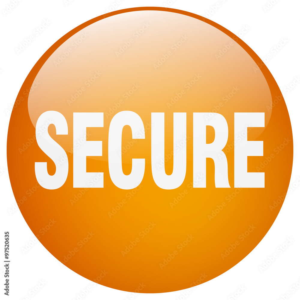 secure orange round gel isolated push button secure orange round gel isolated push button