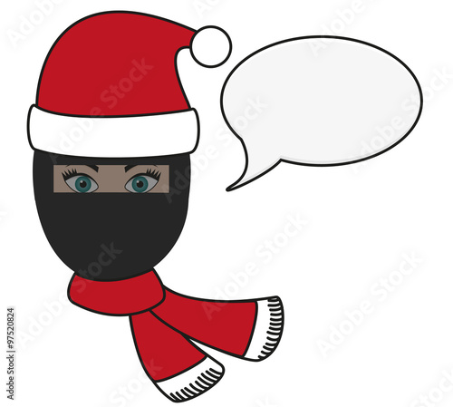 olated illustration of religious fusion - girl in burqa in chris