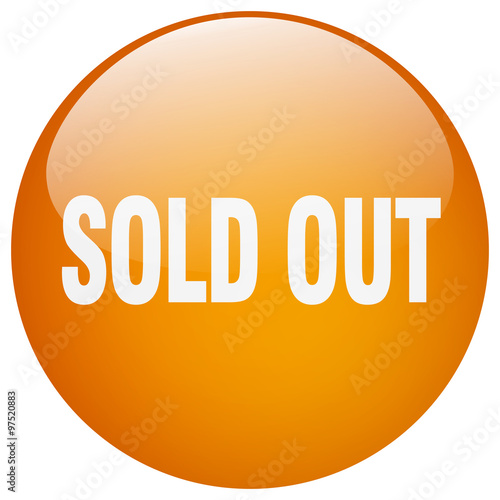 sold out orange round gel isolated push button