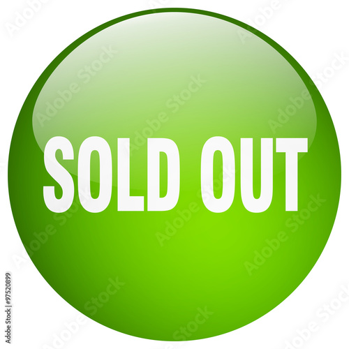 sold out green round gel isolated push button