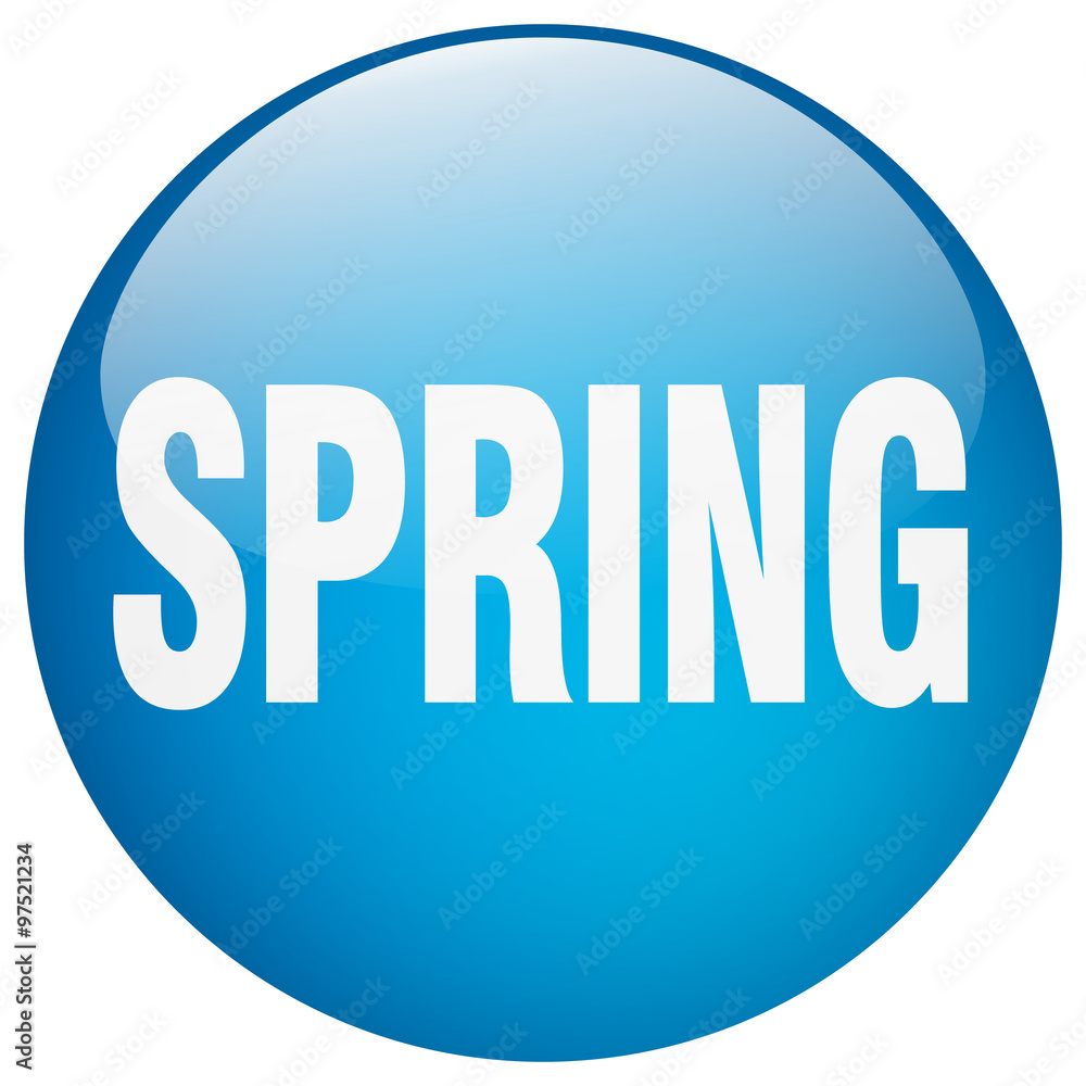 spring blue round gel isolated push button spring blue round gel isolated push button