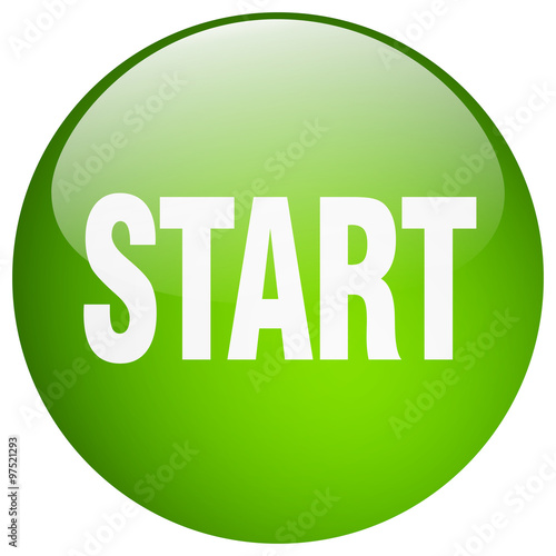 start green round gel isolated push button