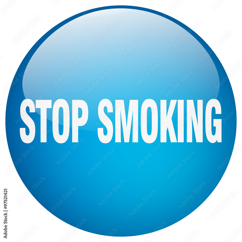 stop smoking blue round gel isolated push button stop smoking blue round gel isolated push button