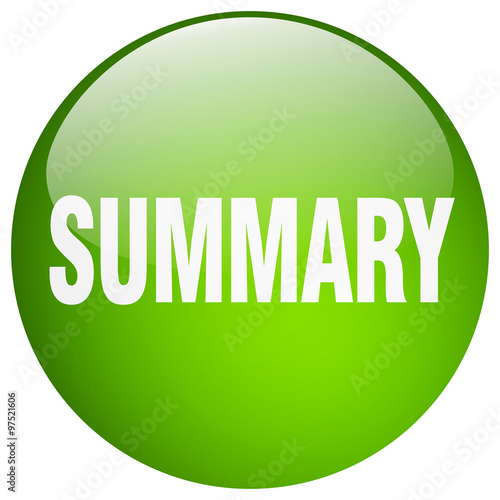 summary green round gel isolated push button